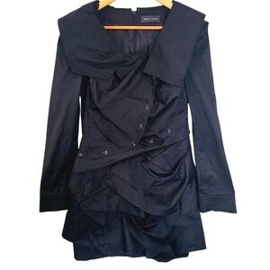 Bombyx M Moore Black Layered Collar Long Sleeve Mini Dress